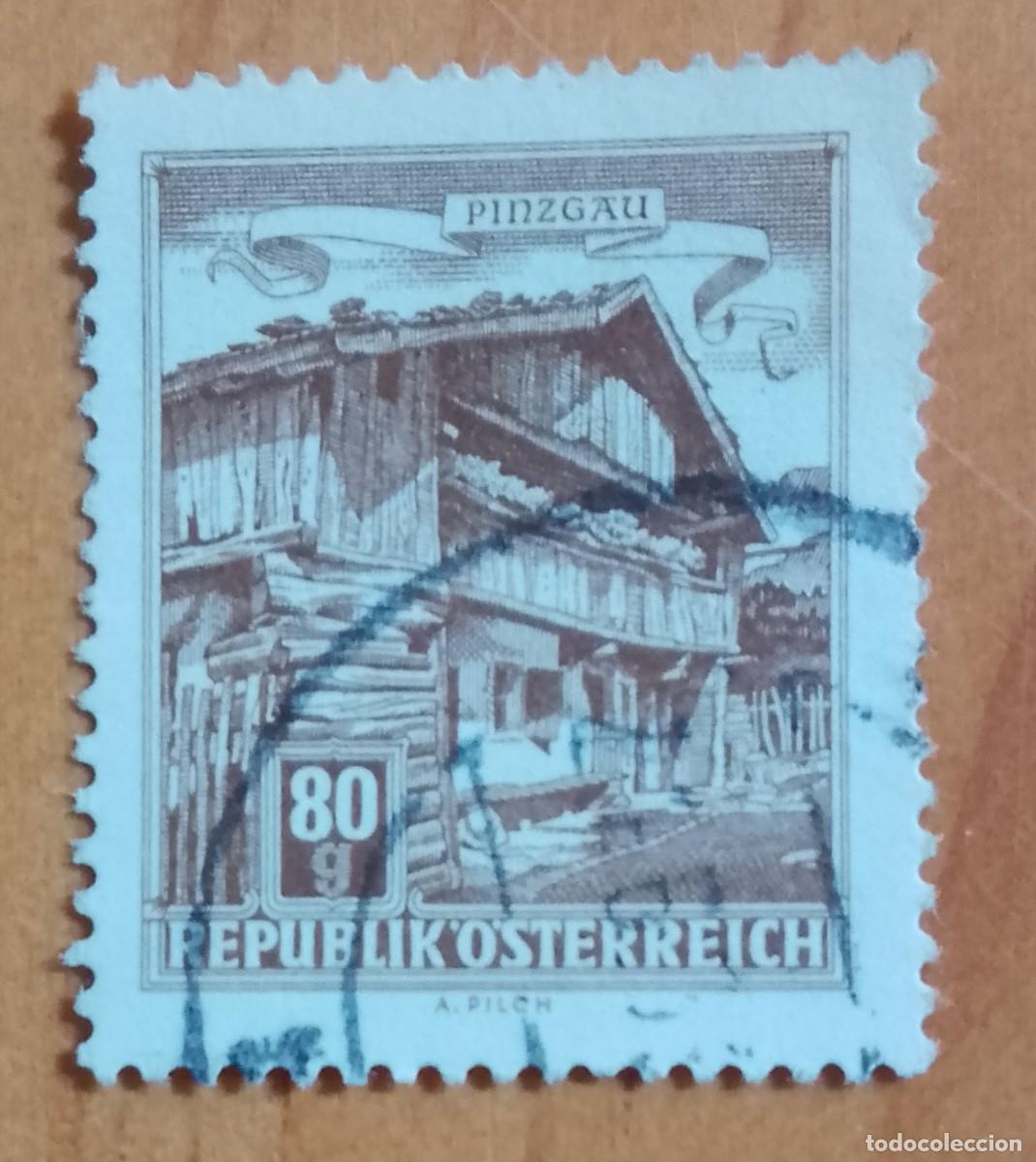 Sellos: AUSTRIA - V/F 80 G - A&Ntilde;O 1962 - ARQUITECTURA, GRANJA ANTIGUA CASA DE CAMPO, PINZGAU