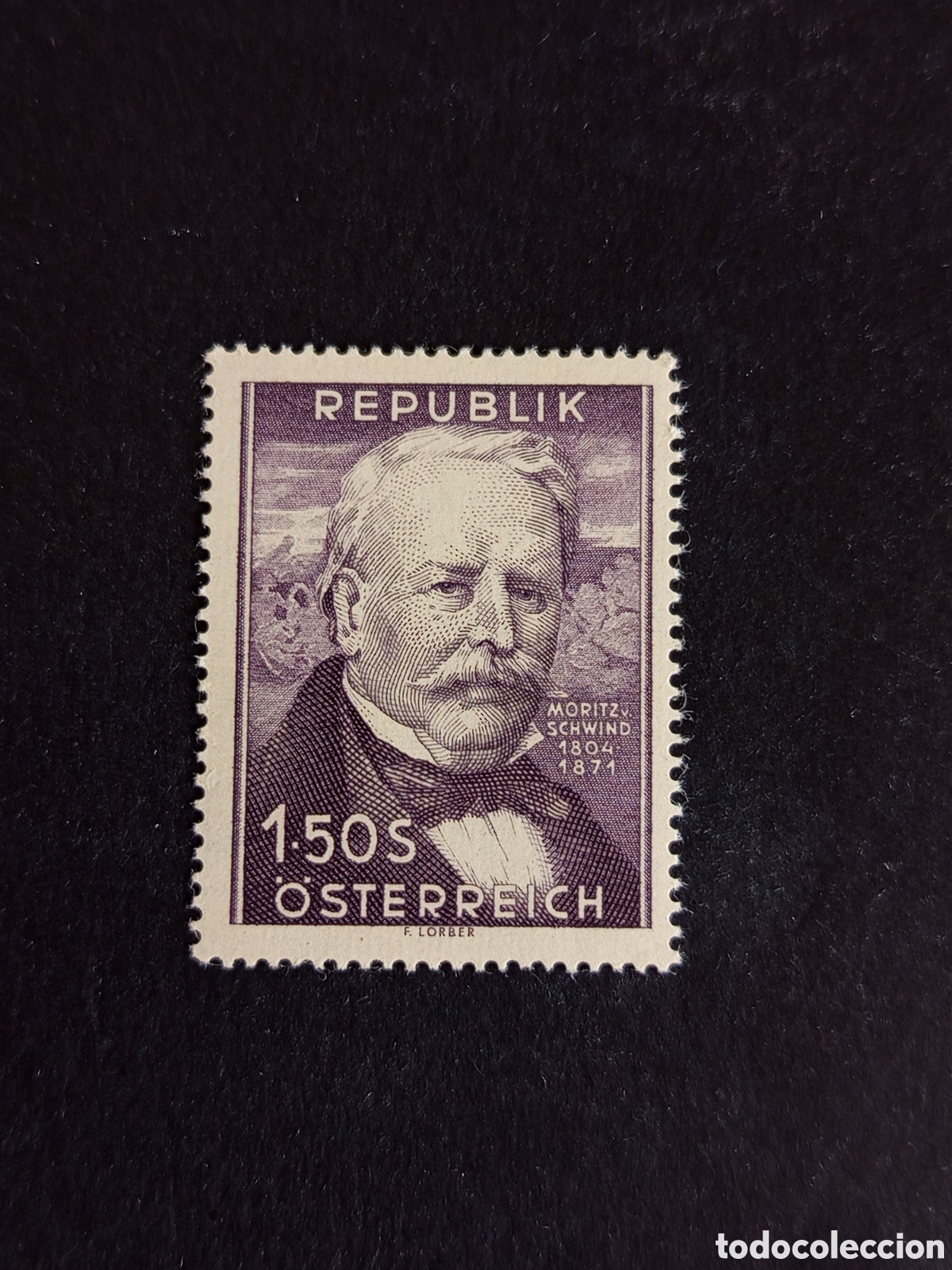 Sellos: AUSTRIA, 1954. Moritz von Schwind, pintor. Yvert 829. Ver fotos. Pedido m&iacute;nimo 3 &euro;. Serie completa