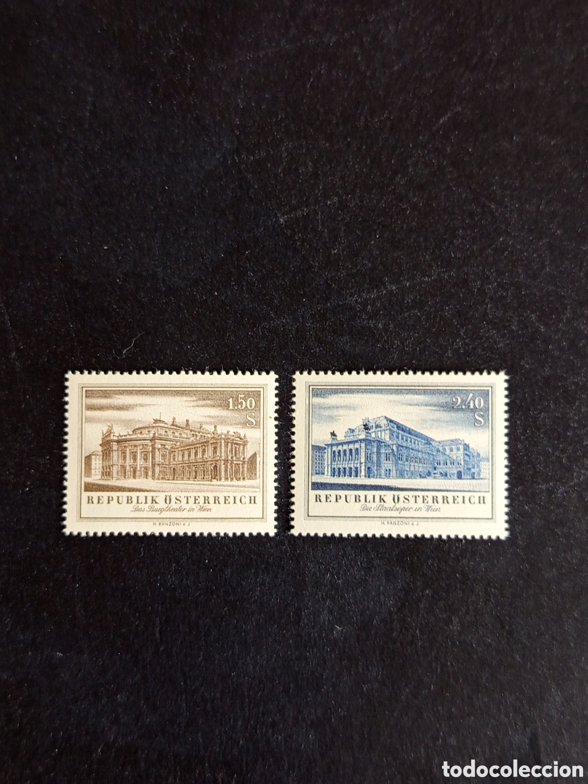 Sellos: AUSTRIA, 1955. Reconstrucci&oacute;n Teatro y &Oacute;pera de Viena. Yvert 853/4. Ver fotos. Pedido m&iacute;nimo 3 &euro;.
