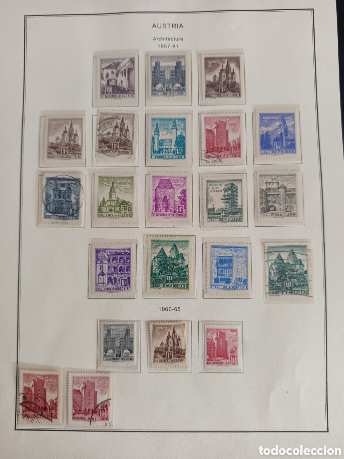 Sellos: AUSTRIA, 1957 y otros. ARQUITECTURA. Ver foto. Pedido m&iacute;nimo 3 &euro;.