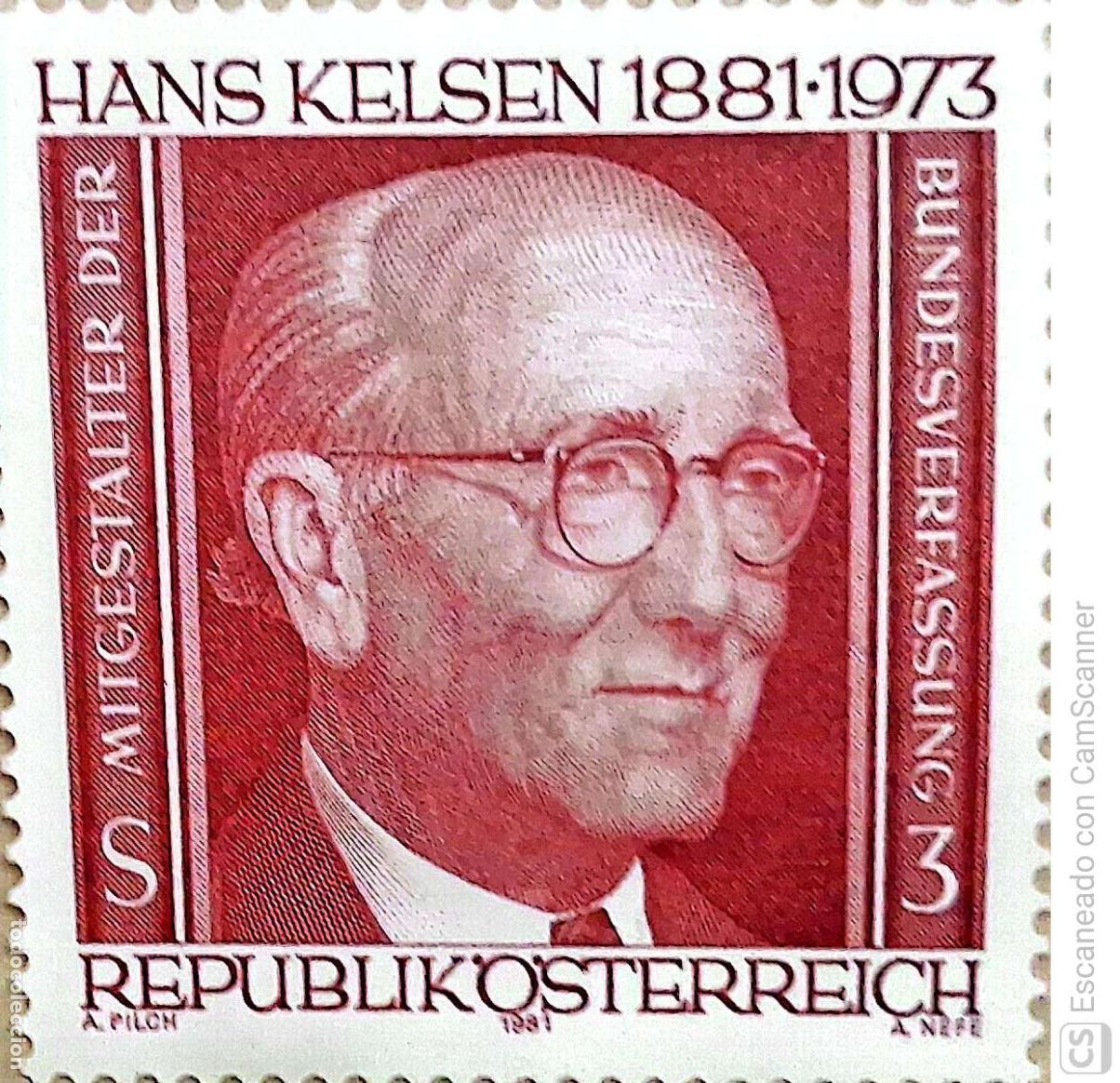 Sellos: Austria. 1514 Jurista Hans Kelsen. 1981. Sellos nuevos y numeraci&oacute;n Yvert