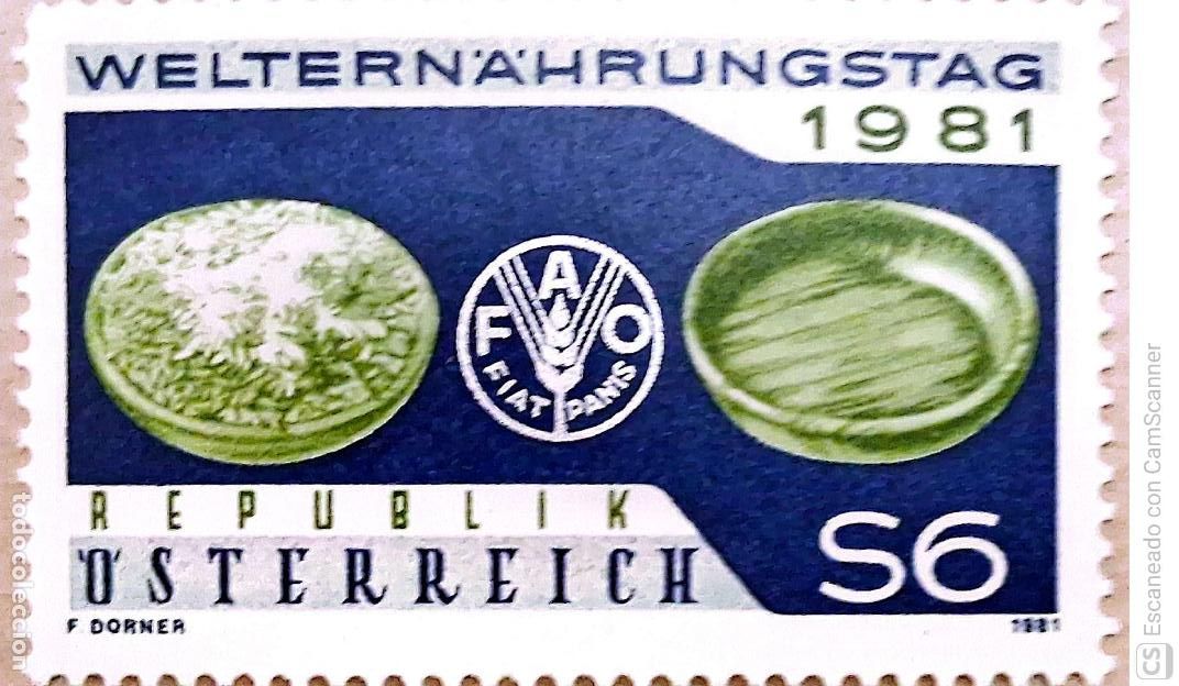 Sellos: Austria. 1515D&iacute;a mundial de la alimentaci&oacute;n: S&iacute;mbolos. 1981. Sellos nuevos y numeraci&oacute;n Yvert