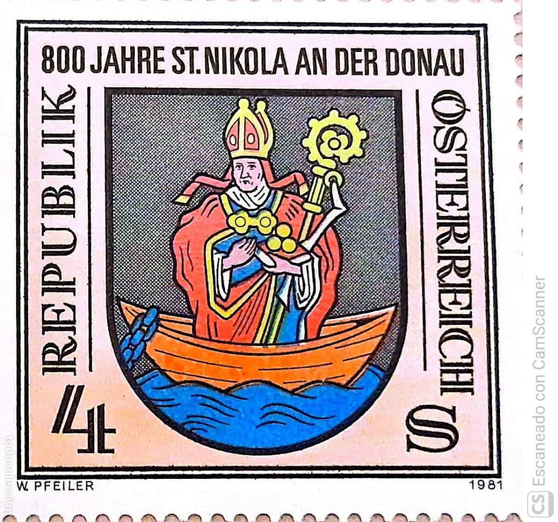 Sellos: Austria. 1522 Ciudad de Saint-Nicolas-sur-le-Danube. 1981. Sellos nuevos y numeraci&oacute;n Yvert