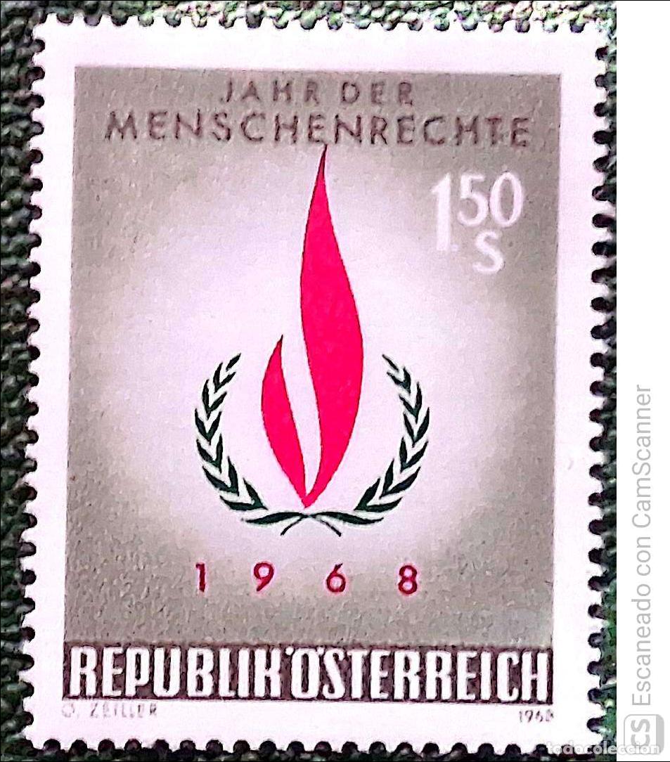 Sellos: Austria. 1101 A&ntilde;o internacional de los derechos del Hombre. 1968. Sellos nuevos y numeraci&oacute;n Yvert