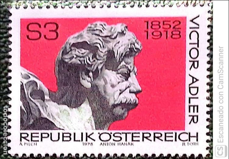 Sellos: Austria. 1418 Viktor Adler, pol&iacute;tico. 1978. Sellos nuevos y numeraci&oacute;n Yvert