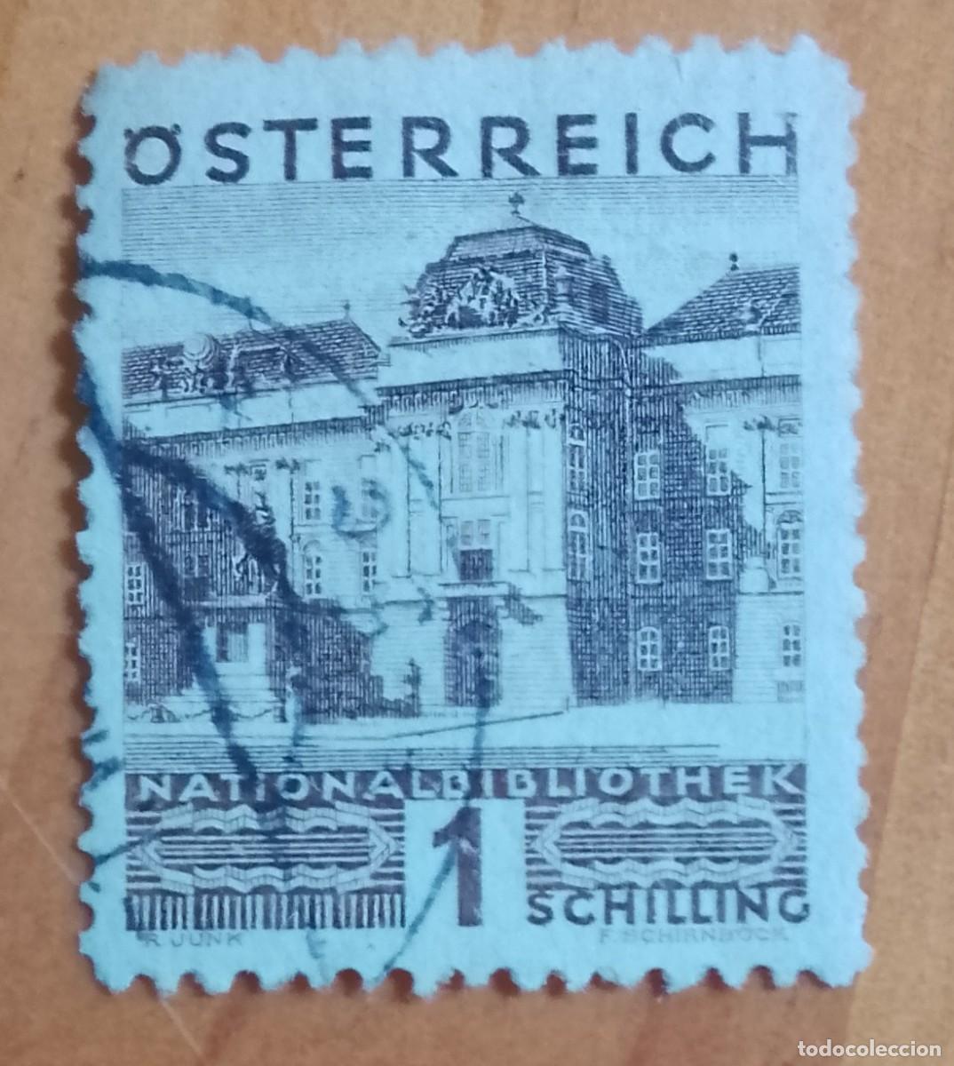 Sellos: AUSTRIA - V/F 1 SCHILLING - - ARQUITECTURA: BIBLIOTECA NACIONAL.