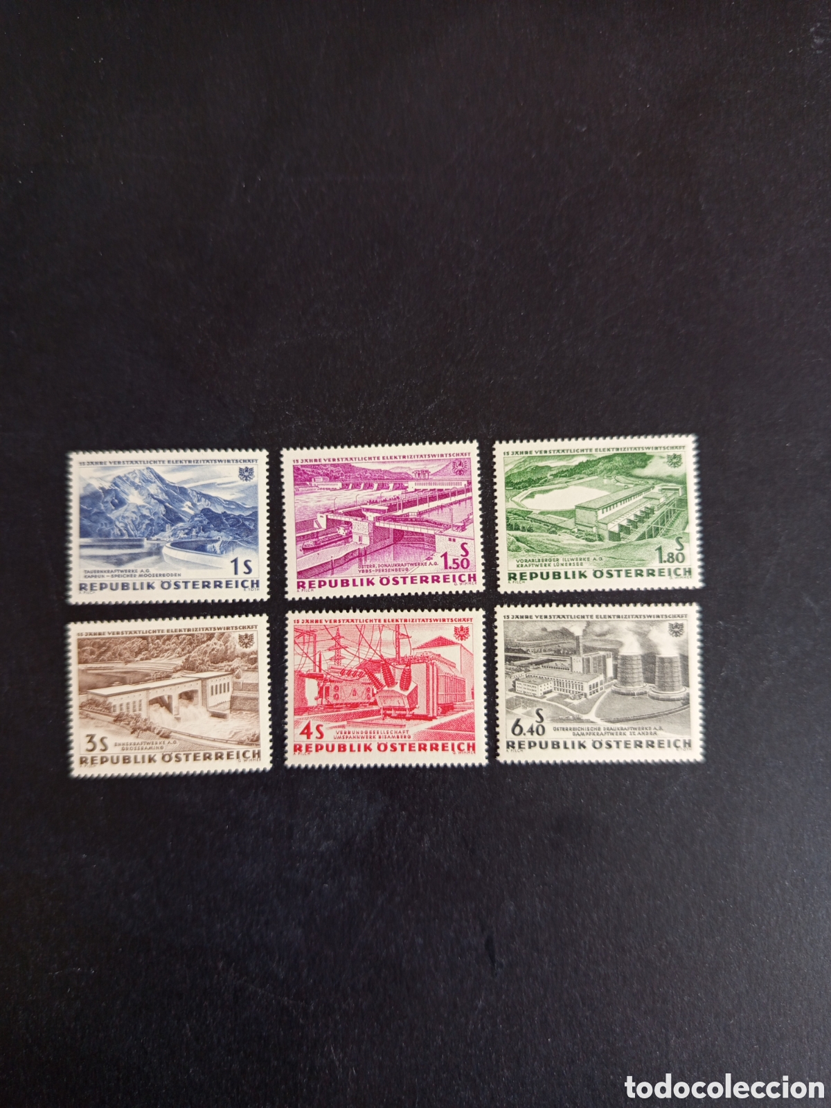 Sellos: AUSTRIA, 196. Centrales El&eacute;ctricas. Yvert 942/7. Ver fotos. Pedido m&iacute;nimo 3 &euro;. Serie completa