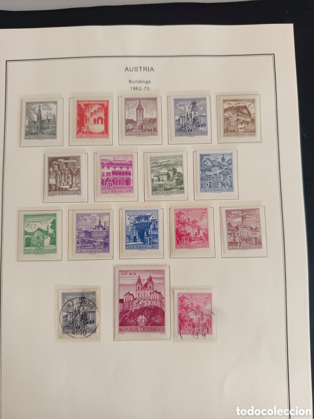 Sellos: AUSTRIA, 1962/70. Monumentos y Edificios. Yvert 950/959A y 967. Ver foto. Pedido m&iacute;nimo 3 &euro;.