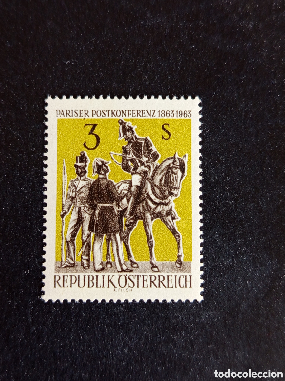 Sellos: AUSTRIA, 1963. Conferencia Postal. Uniformes. Yvert 966. Ver fotos. Pedido m&iacute;nimo 3 &euro;.Serie completa