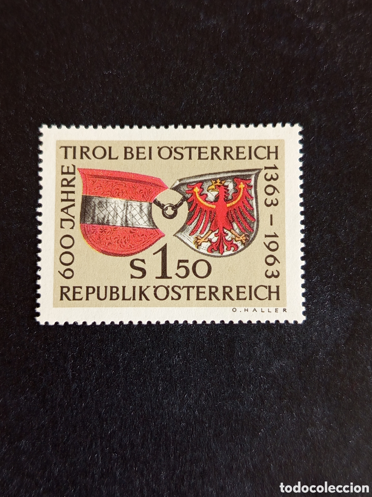 Sellos: AUSTRIA, 1963. 600 a&ntilde;os Integraci&oacute;n del Tirol.Escudos de armas. Yv 971. Ver fotos. Pedido m&iacute;nimo 3 &euro;