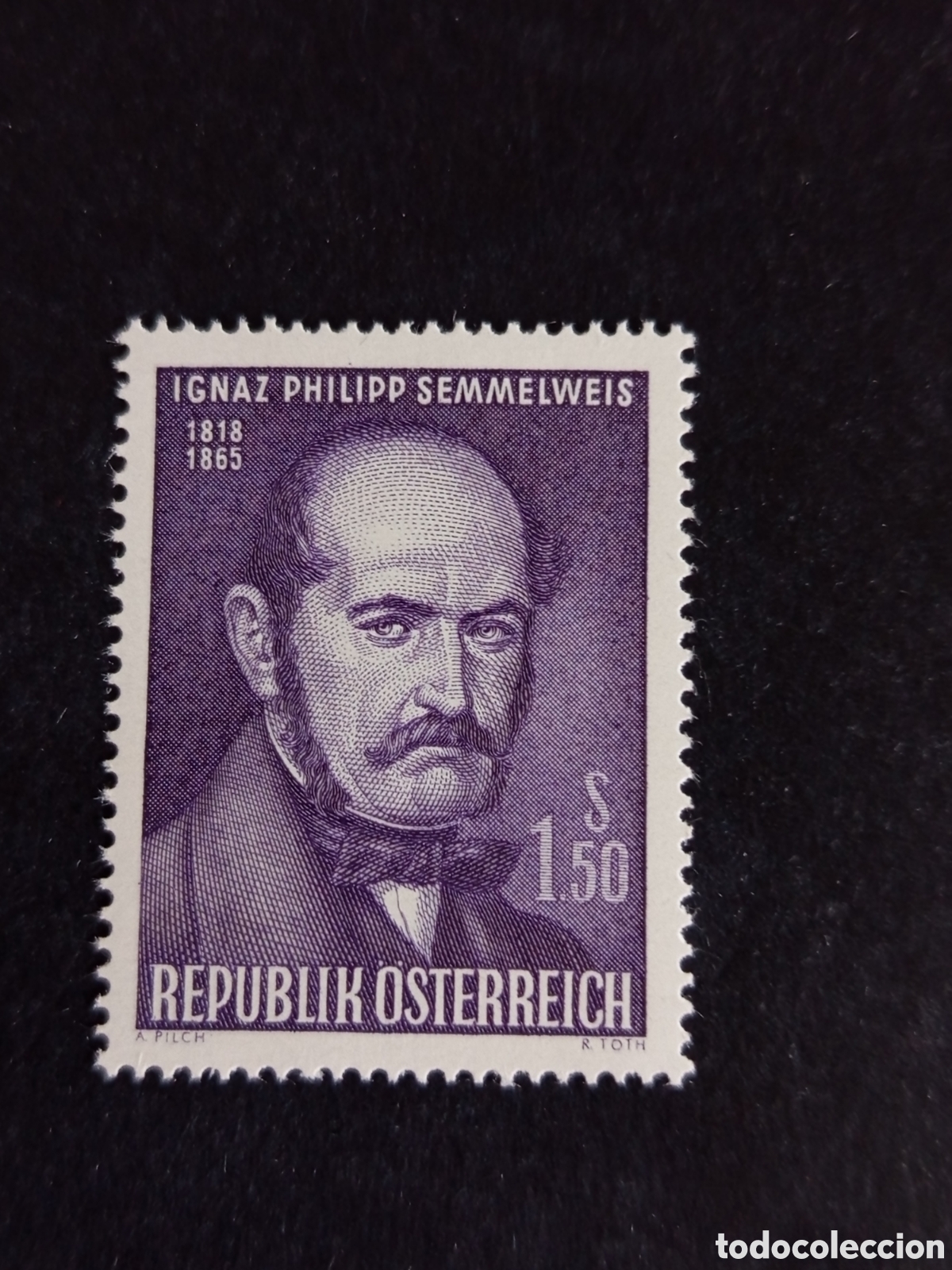 Sellos: AUSTRIA, 1965. Philipp Semmelweis, m&eacute;dico h&uacute;ngaro. Yvert 1028.Ver fotos. Pedido m&iacute;nimo 3 &euro;.