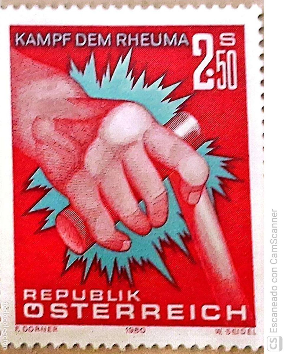 Sellos: Austria. 1462 Slogan: Luchemos el reumatismo. 1980. Sellos nuevos y numeraci&oacute;n Yvert.