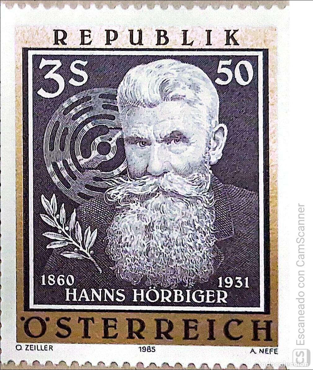Sellos: Austria. 1661 Aniversario del nacimiento del inventor Hanns H&ouml;rbiger. 1985. Sellos nuevos y numeraci