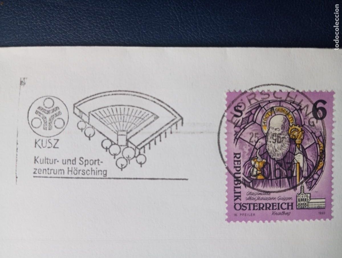 Sellos: AUSTRIA 1993, MATASELLOS ESPECIAL CENTRO DE CULTURA Y DEPORTE H&Ouml;RSCHING, SELLO DE LA ABAD&Iacute;A GWIGGEN