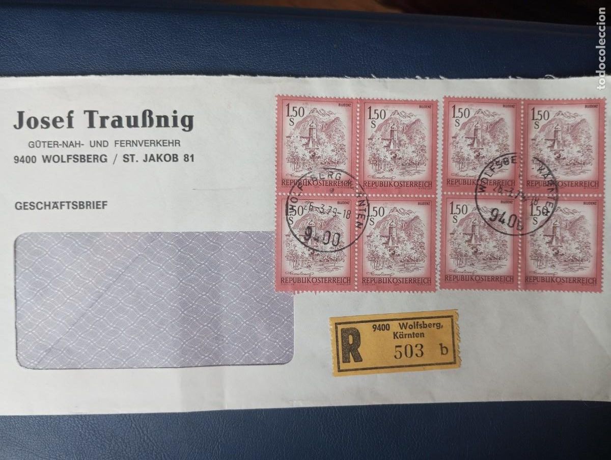 Francobolli: AUSTRIA 1979 CERTIFICADO DE WOLFSBERG K&Auml;RNTEN, SELLOS DE BLUDENZ