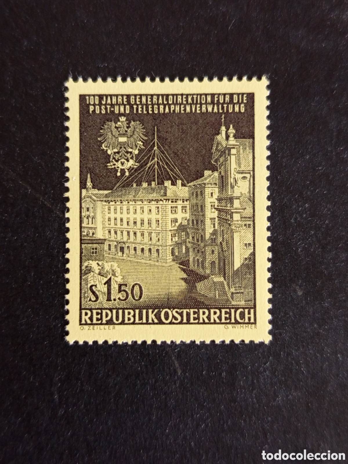 Sellos: AUSTRIA, 1965. Correos y Tel&eacute;grafos. Edificio. Yvert 1038.Ver fotos. Pedido m&iacute;nimo 3 &euro;.