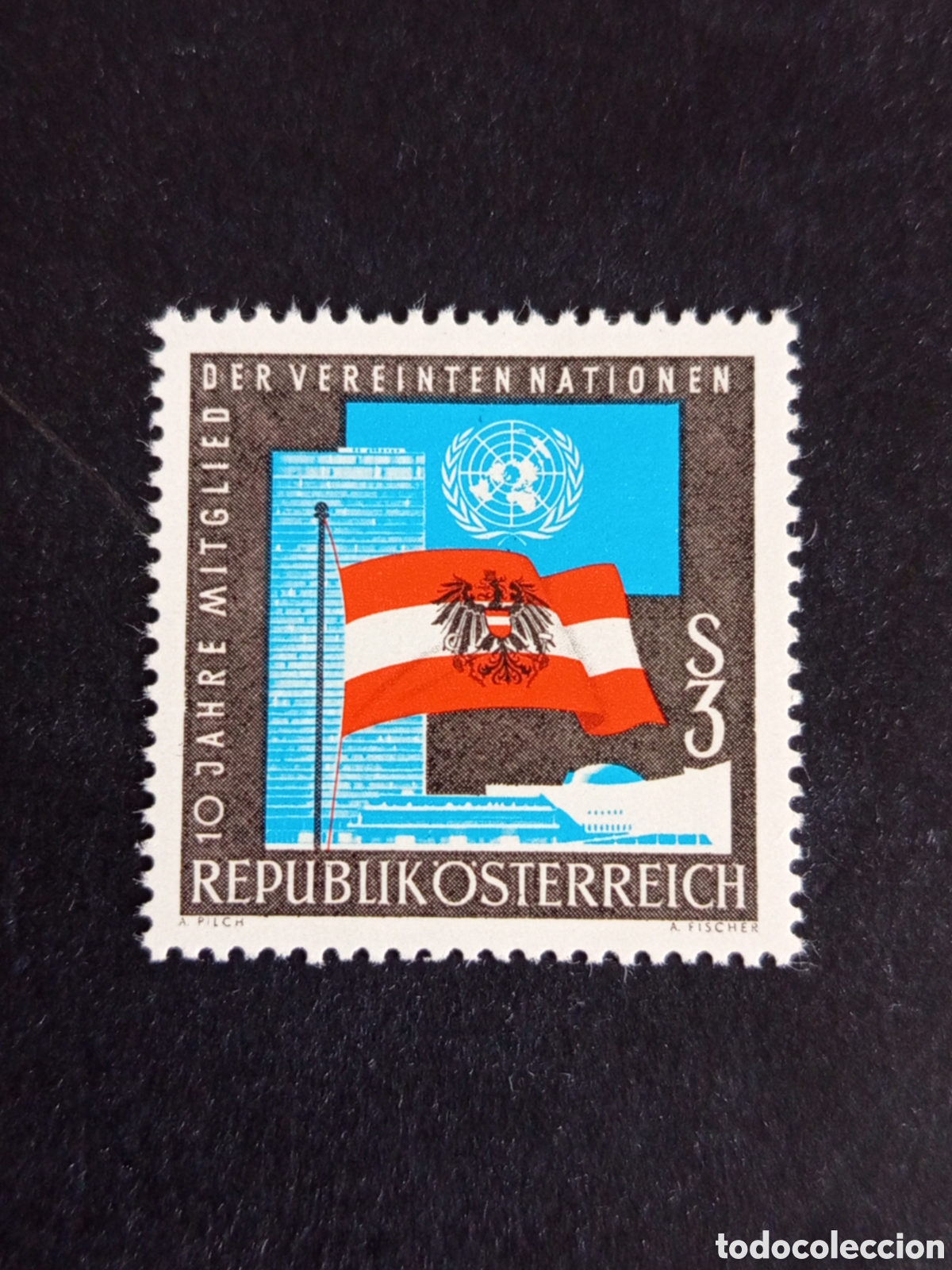 Sellos: AUSTRIA, 1965. 10 a&ntilde;os Admisi&oacute;n ONU. Bandera. Yvert 1032.Ver fotos. Pedido m&iacute;nimo 3 &euro;.