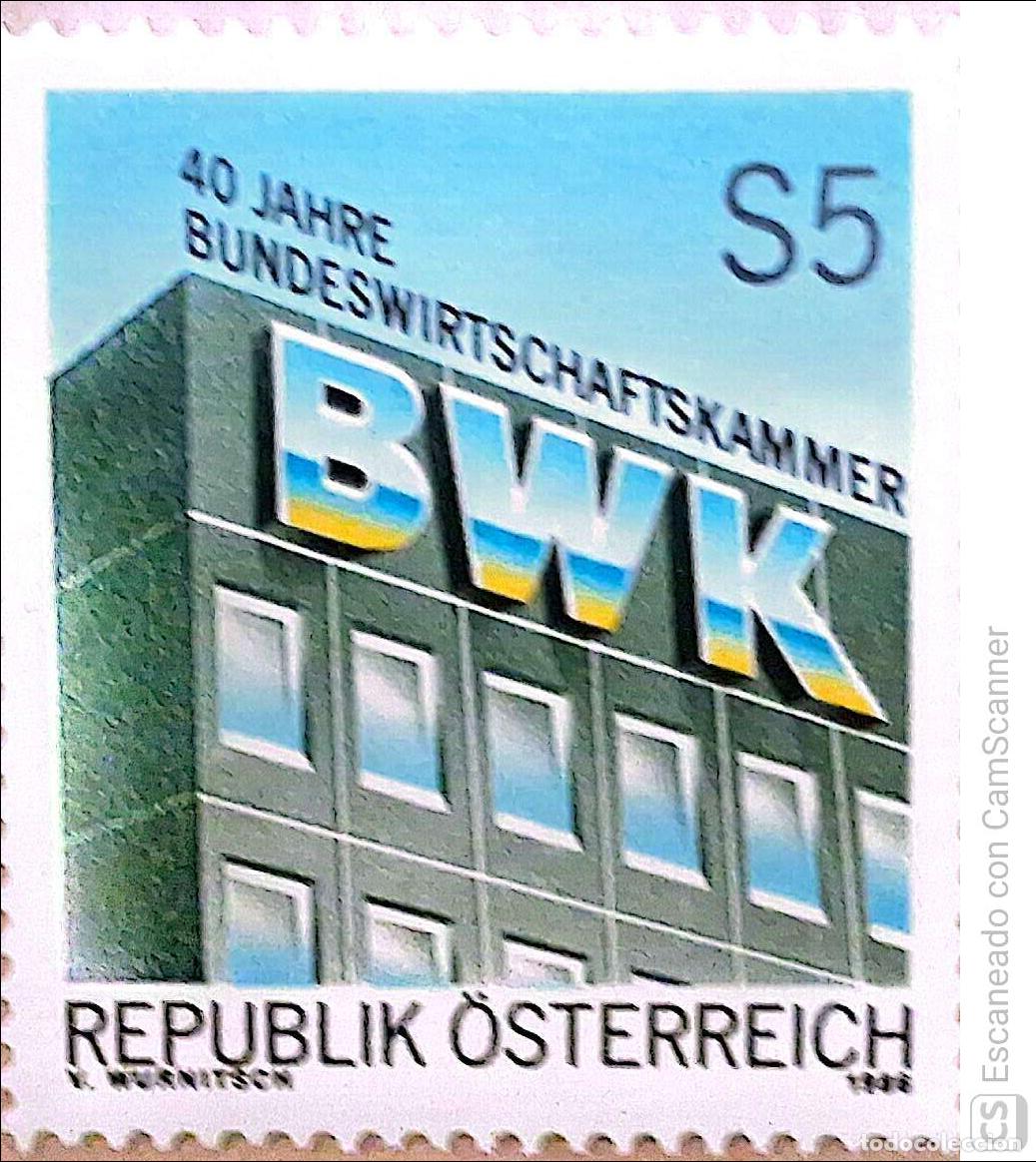 Sellos: Austria. 1700 C&aacute;mara Federal de Comercio e Industria. 1986. Sellos nuevos y numeraci&oacute;n Yvert.