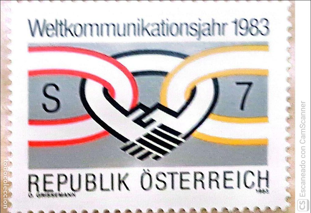 Sellos: Austria. 1560 A&ntilde;o mundial de las Comunicaciones: Motivo simb&oacute;lico. 1983. Sellos nuevos y numeraci&oacute;n