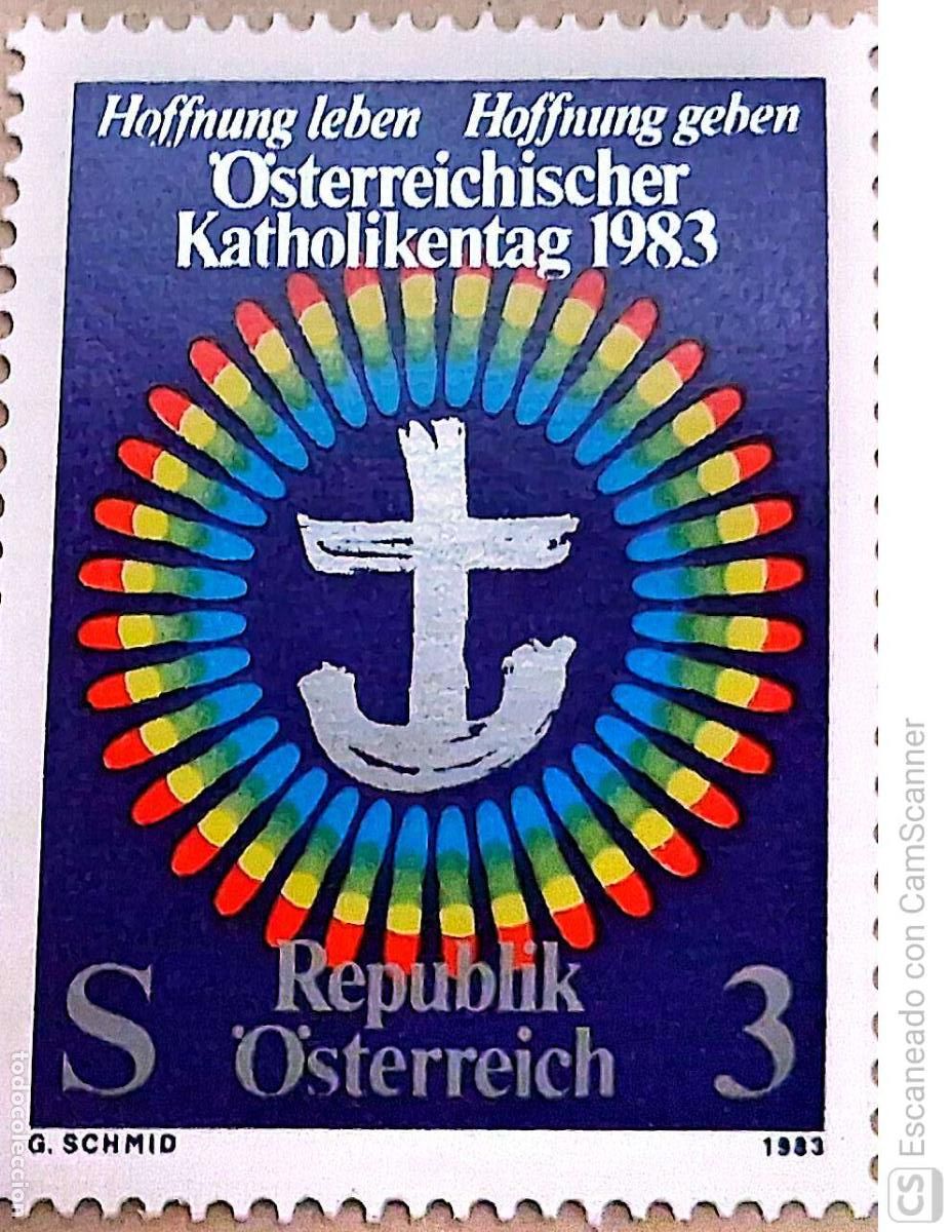 Sellos: Austria. 1579 D&iacute;a de los cat&oacute;licos austriacos: Corona y cruz. 1983. Sellos nuevos y numeraci&oacute;n Yvert