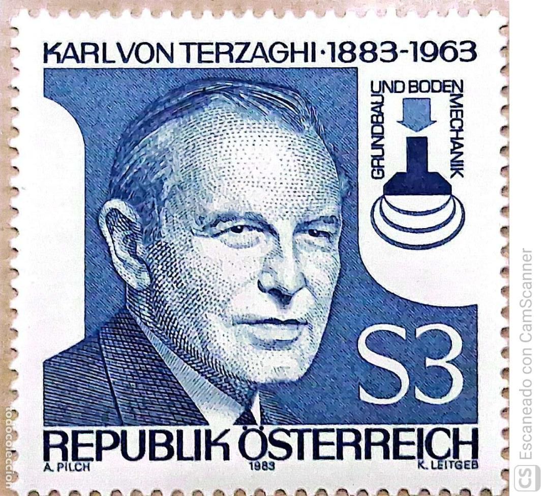 Sellos: Austria. 1582 Centenario del nacimiento del Profesor Karl von Terzaghy. 1983. Sellos nuevos y numera