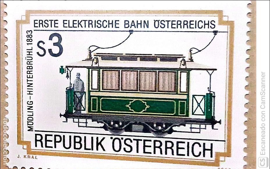 Sellos: Austria. 1586 Tren: Principio de la electrificaci&oacute;n. 1983. Sellos nuevos y numeraci&oacute;n Yvert.