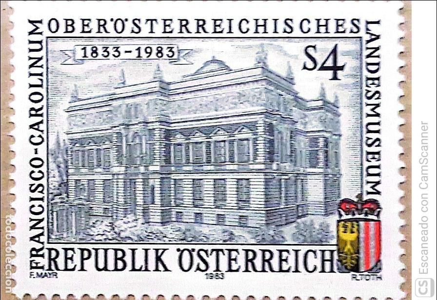 Sellos: Austria. 1587 Museo provincial de la Haute-Austria:Edificio. 1983. Sellos nuevos y numeraci&oacute;n Yvert.