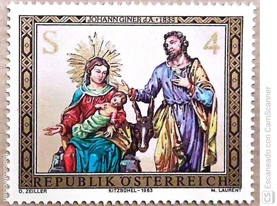 Sellos: Austria. 1588 Navidad: La Natividad esculturas de madera de J. Ginier el Viejo. 1983. Sellos nuevos