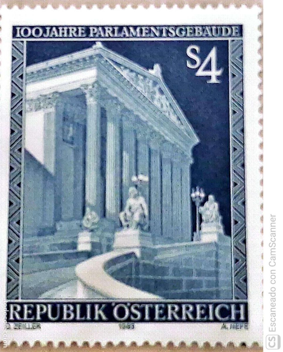 Sellos: Austria. 1589 Edificio del Parlamento. 1983. Sellos nuevos y numeraci&oacute;n Yvert.