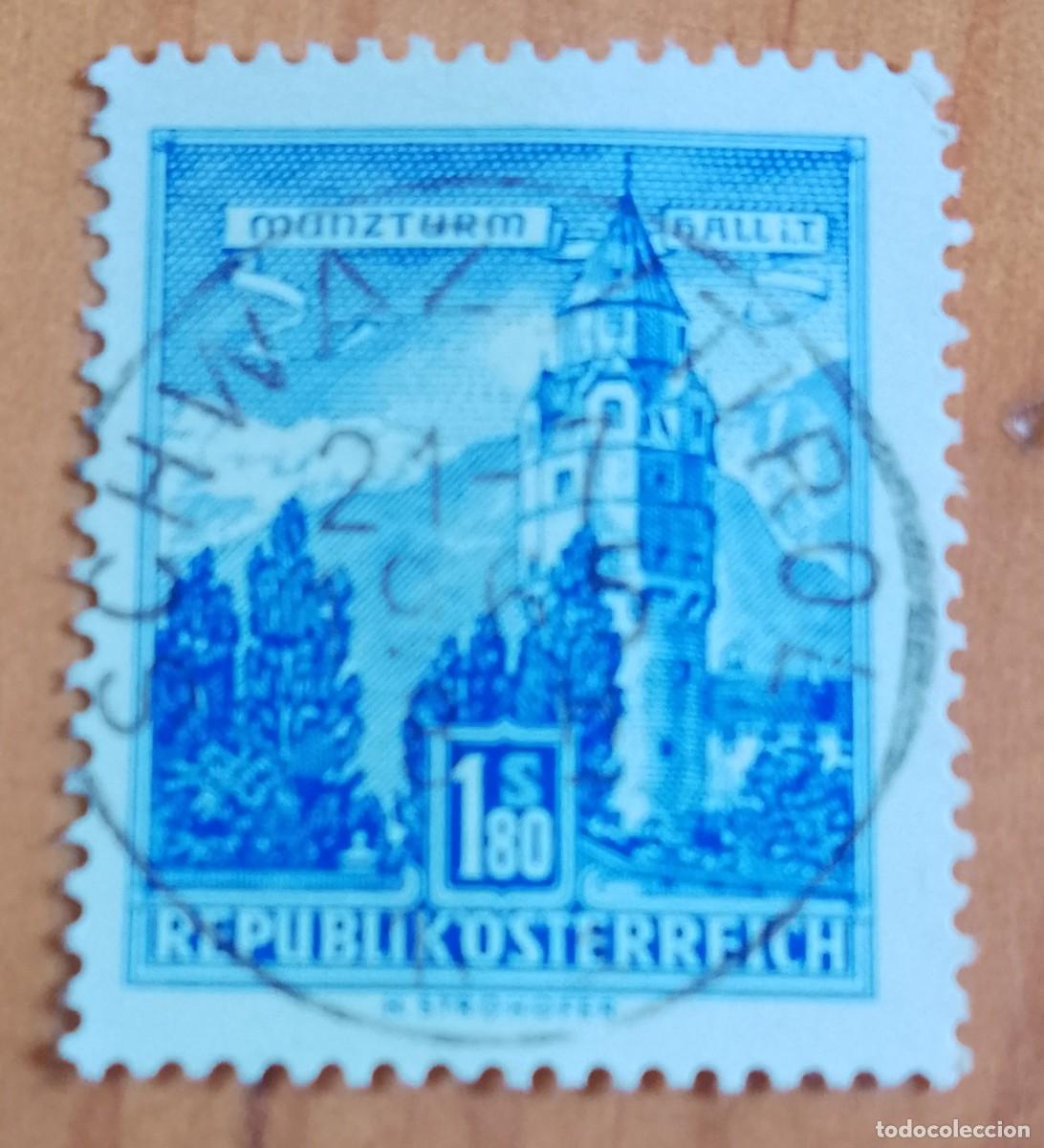 Sellos: AUSTRIA - V/F 1,80 S - MUNZTURM, TORRE DE LA MONEDA - MATASELLO IDENTIFICATIVO: 21.7.1965 SCHWAZ.