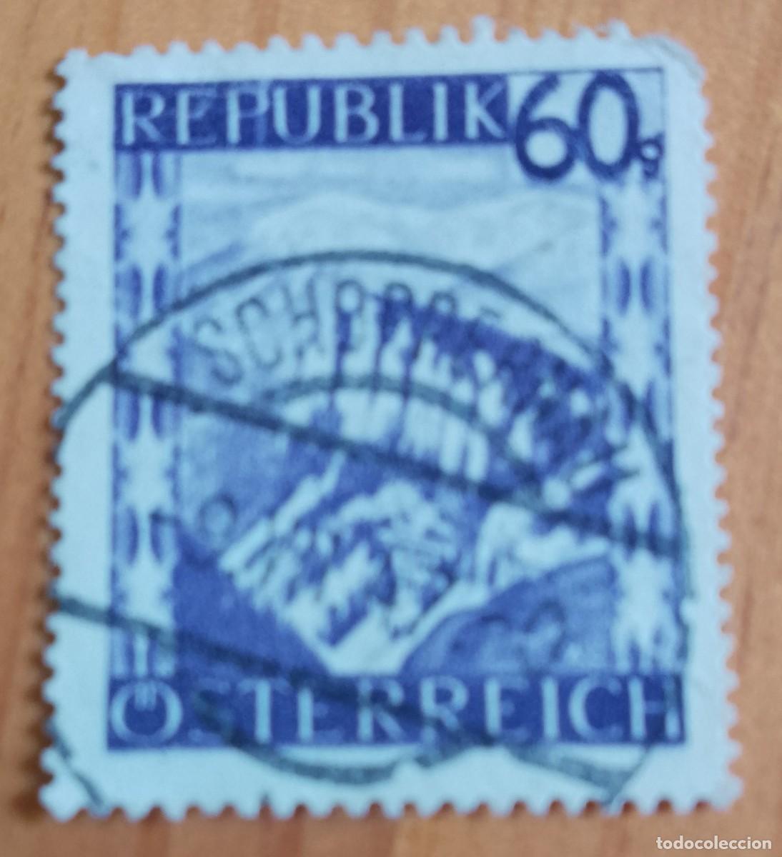 Sellos: AUSTRIA - V/F 60 G - PAISAJE - MATASELLO IDENTIFICATIVO: 9-VII-47 SCHOPPERNAU