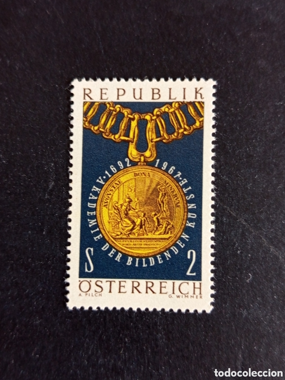 Sellos: AUSTRIA, 1967. Academia Bellas Artes. Medalla. Yvert 1082. Ver fotos. Pedido m&iacute;nimo 3 &euro;.