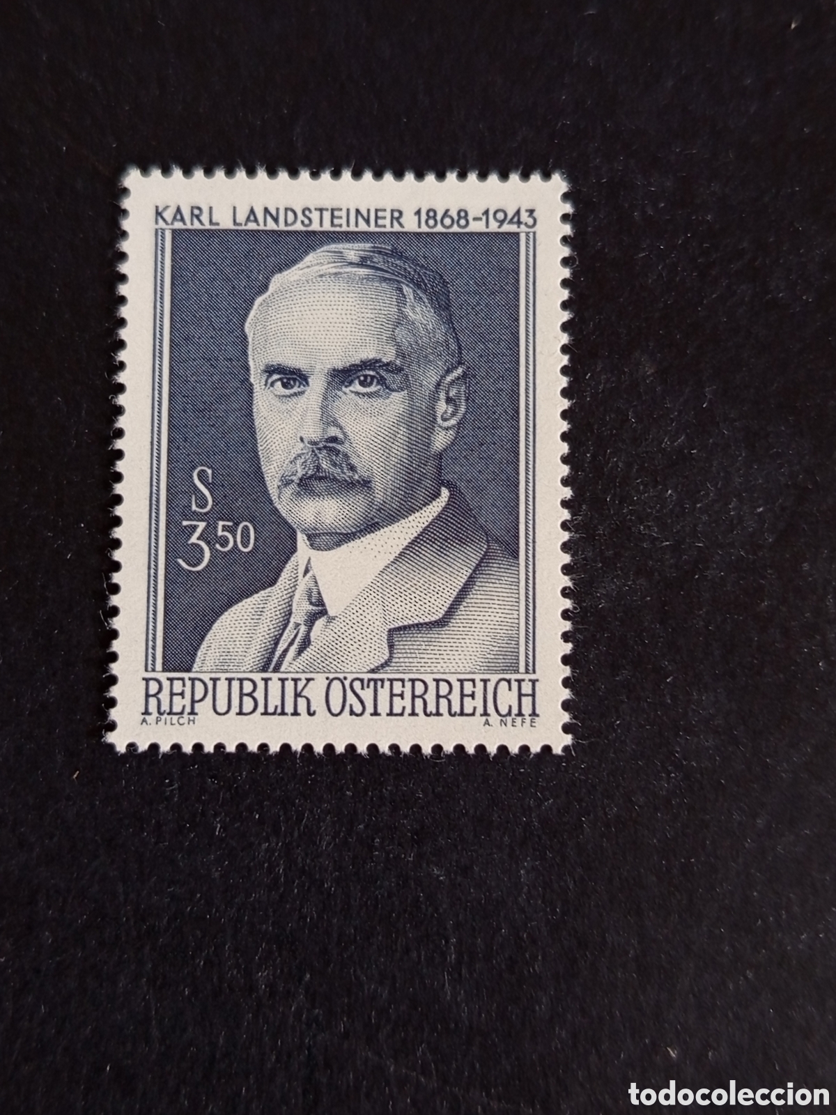 Sellos: AUSTRIA, 1968. Karl Landsteiner, m&eacute;dico. Grupos sangu&iacute;neos. Yvert 1096. Pedido m&iacute;nimo 3 &euro;. Ver foto