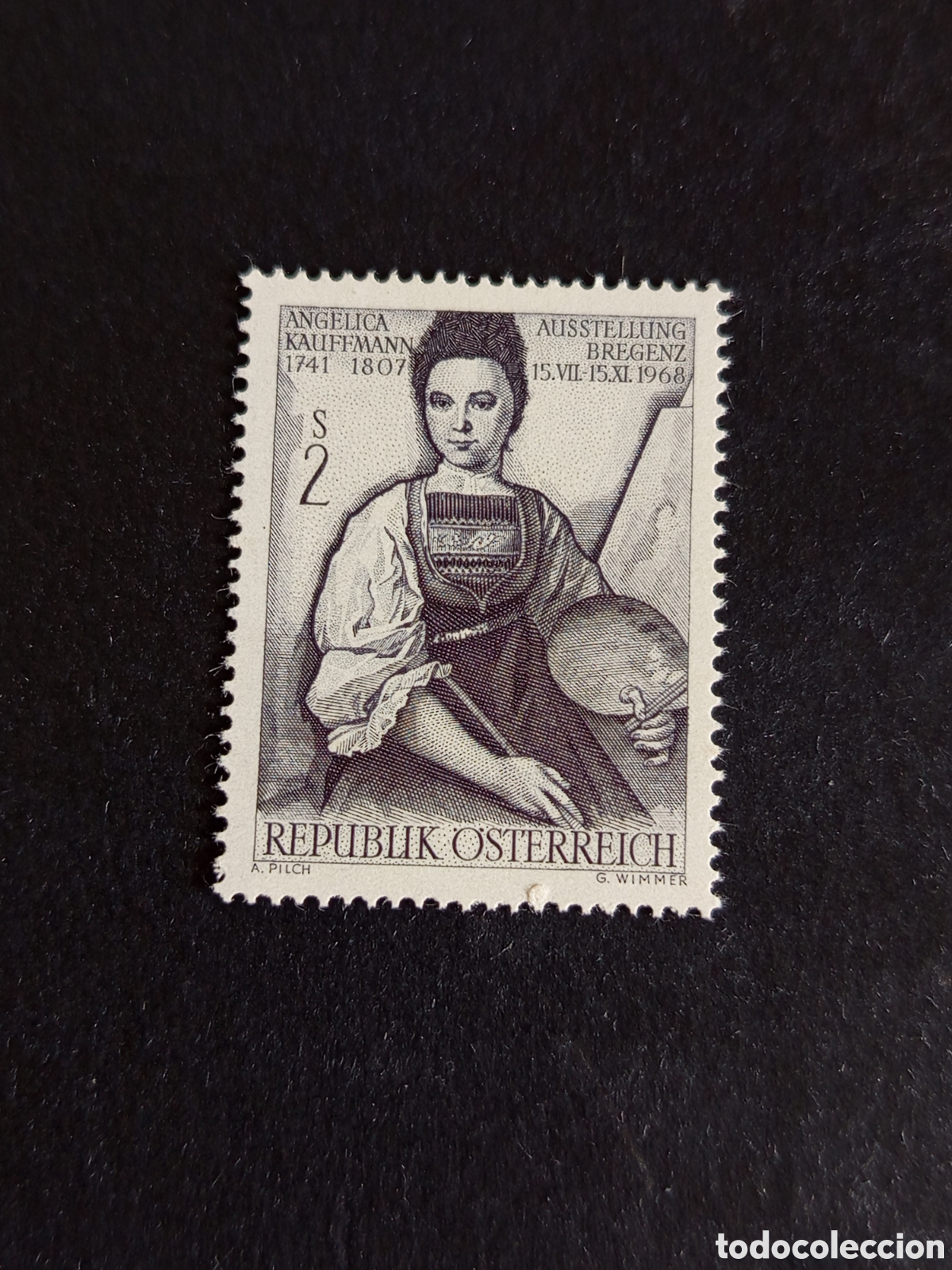 Sellos: AUSTRIA, 1968. Ang&eacute;lica Kaufmann, pintora. Yvert 1098. Pedido m&iacute;nimo 3 &euro;. Ver fotos. Serie completa