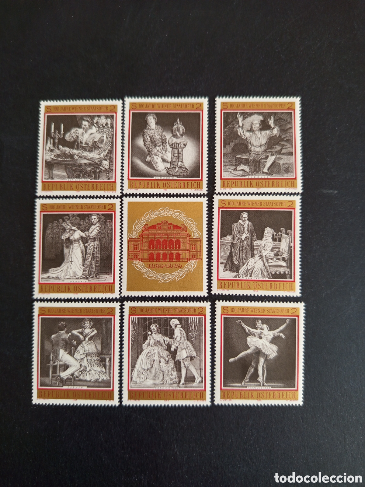 Sellos: AUSTRIA, 1969. Centenario de la &Oacute;pera de Viena. Yvert 1124/31. Ver fotos. Pedido m&iacute;nimo 3 &euro;.