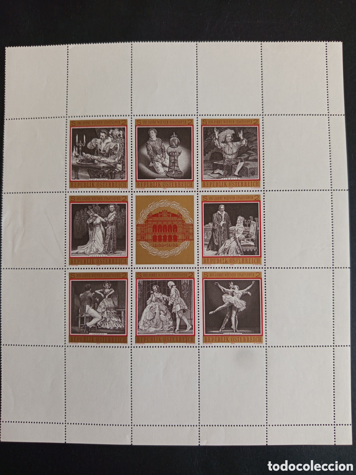 Sellos: AUSTRIA, 1969. Centenario de la &Oacute;pera de Viena. Yvert HB 6. Ver fotos. Pedido m&iacute;nimo 3 &euro;.