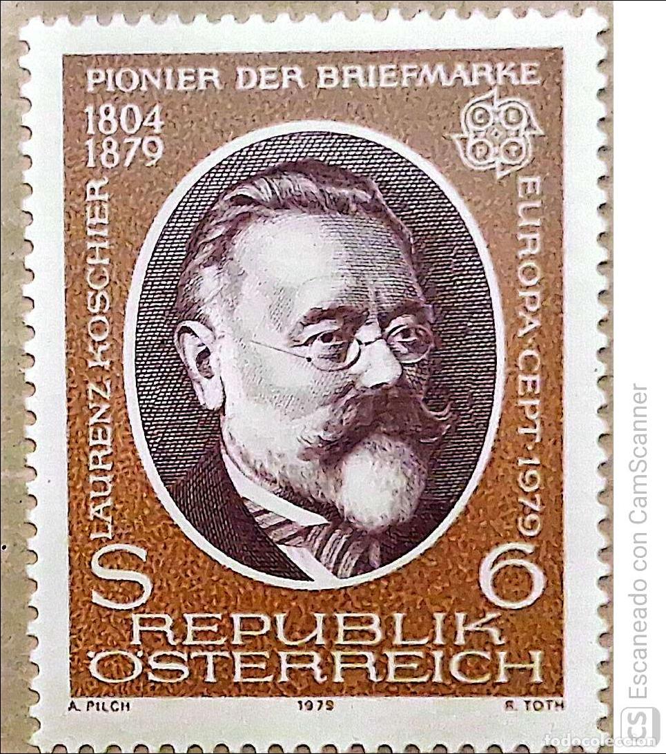 Sellos: Austria. 1437 Europa-Cep: Retrato de Laurez Koschier. 1979. Sellos nuevos y numeraci&oacute;n Yvert