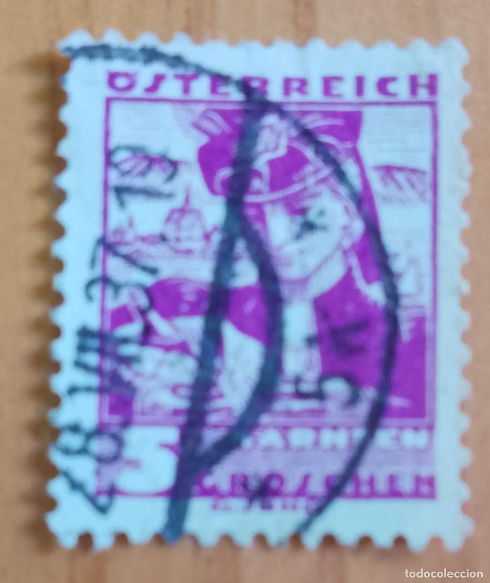 Sellos: AUSTRIA - V/F 5 GROSCHEN - KARNTEN, TRAJE T&Iacute;PICO - MATASELLO IDENTIFICATIVO: 20.VII.37