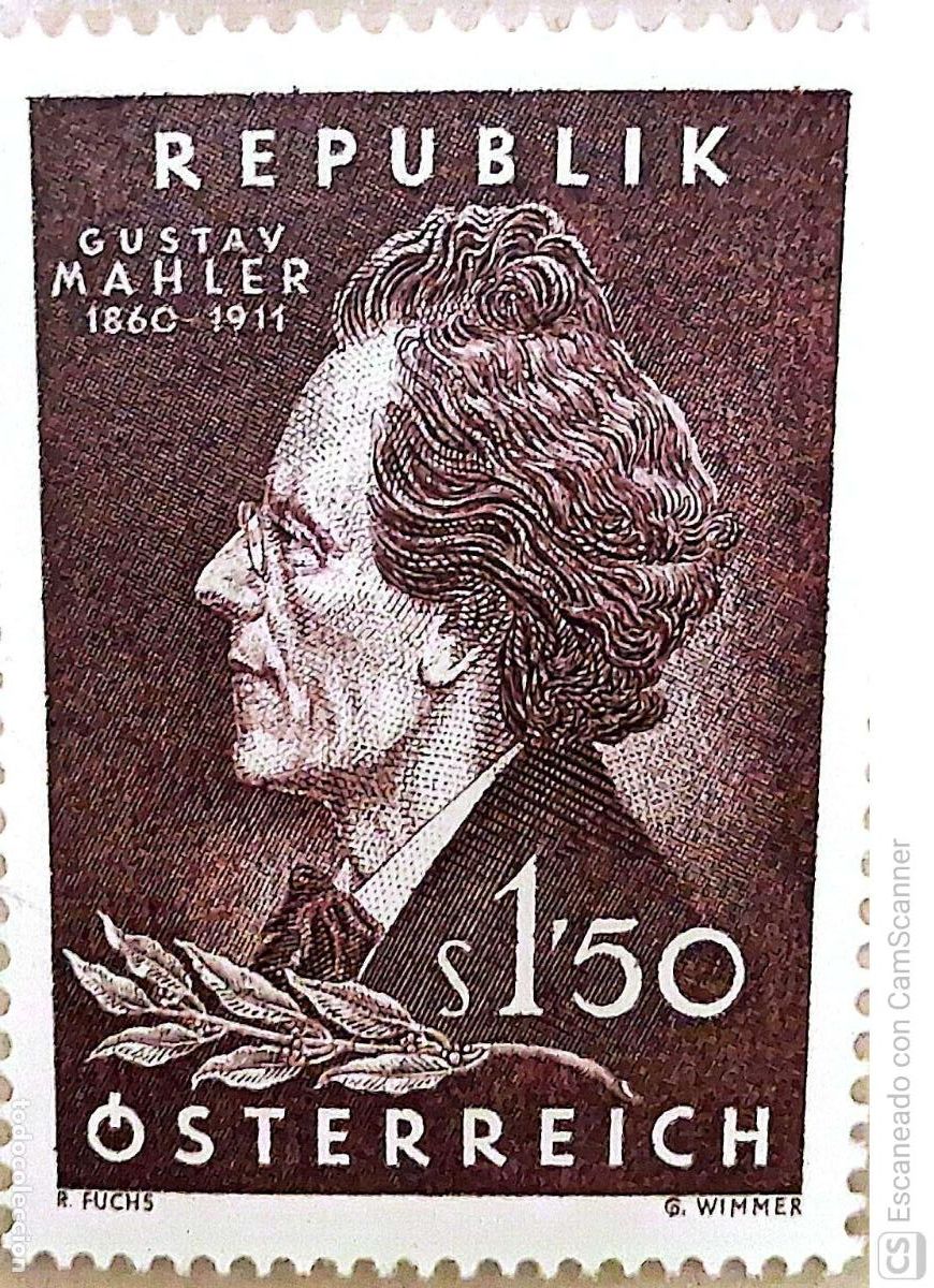 Sellos: Austria. 919 Compositor Gustav Mahler. M&uacute;sica. 1969. Sellos nuevos y numeraci&oacute;n Yvert.