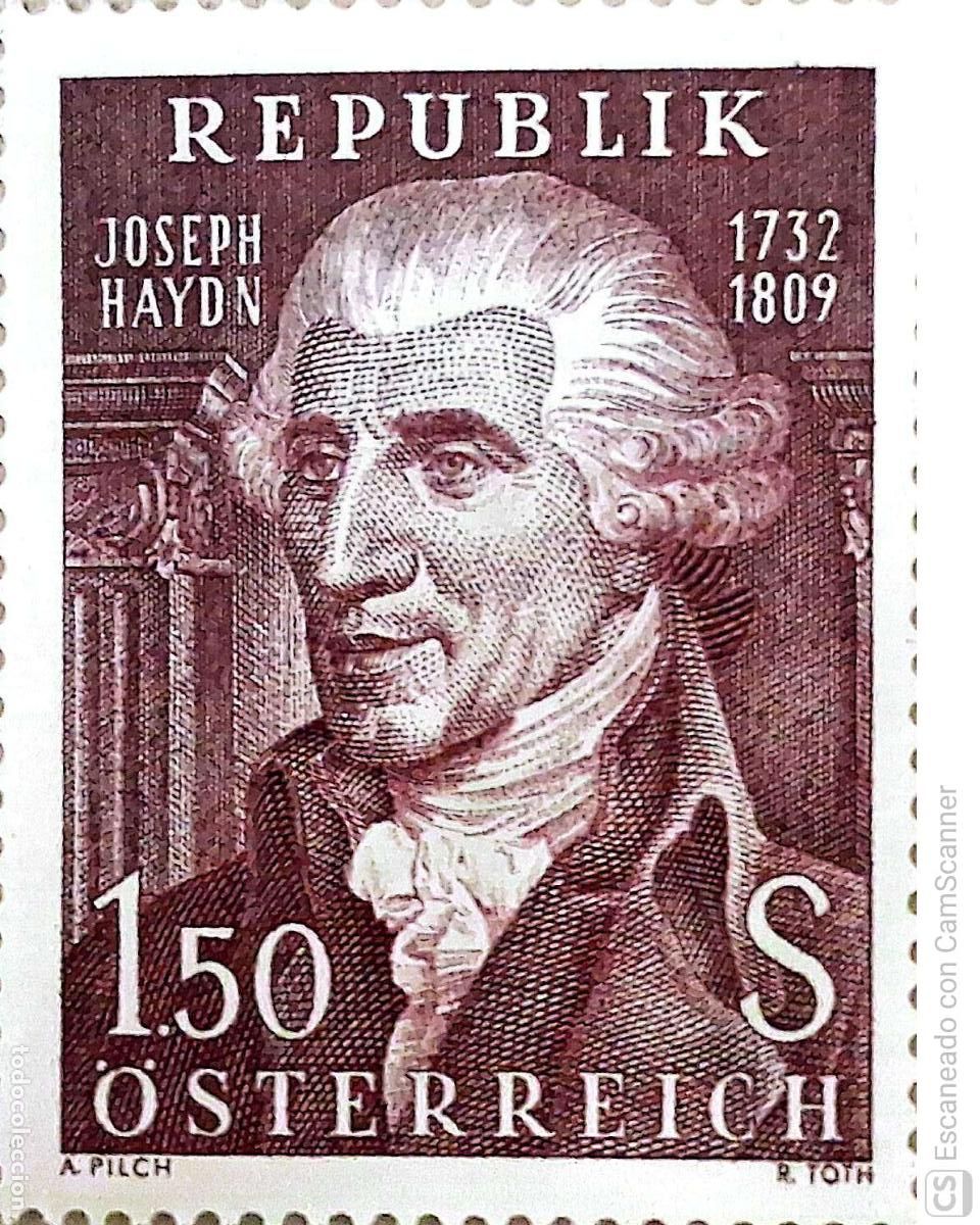 Sellos: Austria. 908 Compositor Joseph Haydn. Musica. 1959. Sellos nuevos y numeraci&oacute;n Yvert.
