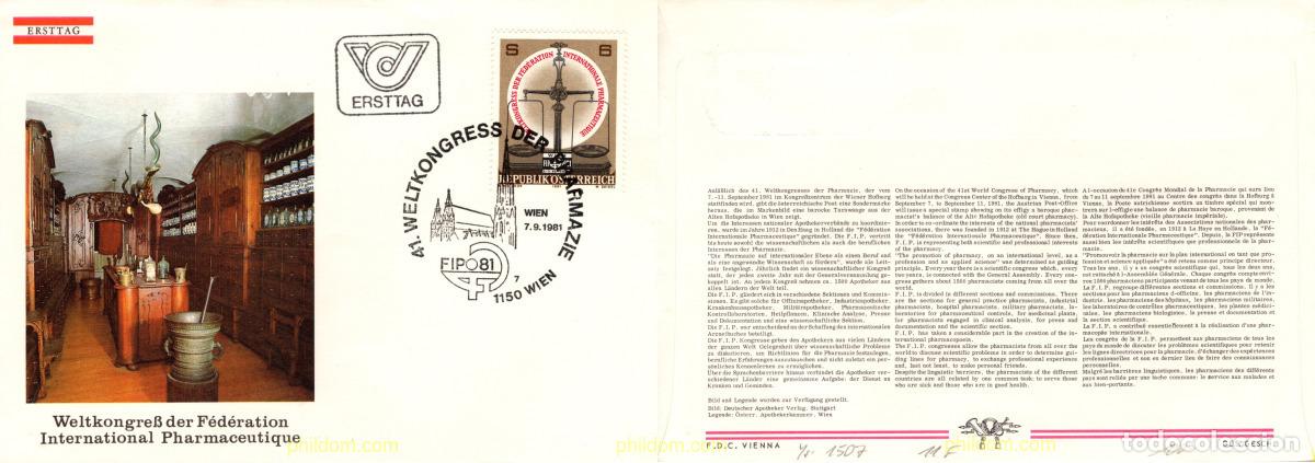 Sellos: 786793 MNH AUSTRIA 1981 CONGRESO MUNDIAL DE LA FEDERACION INTERNACIONAL FARMACEUTICA