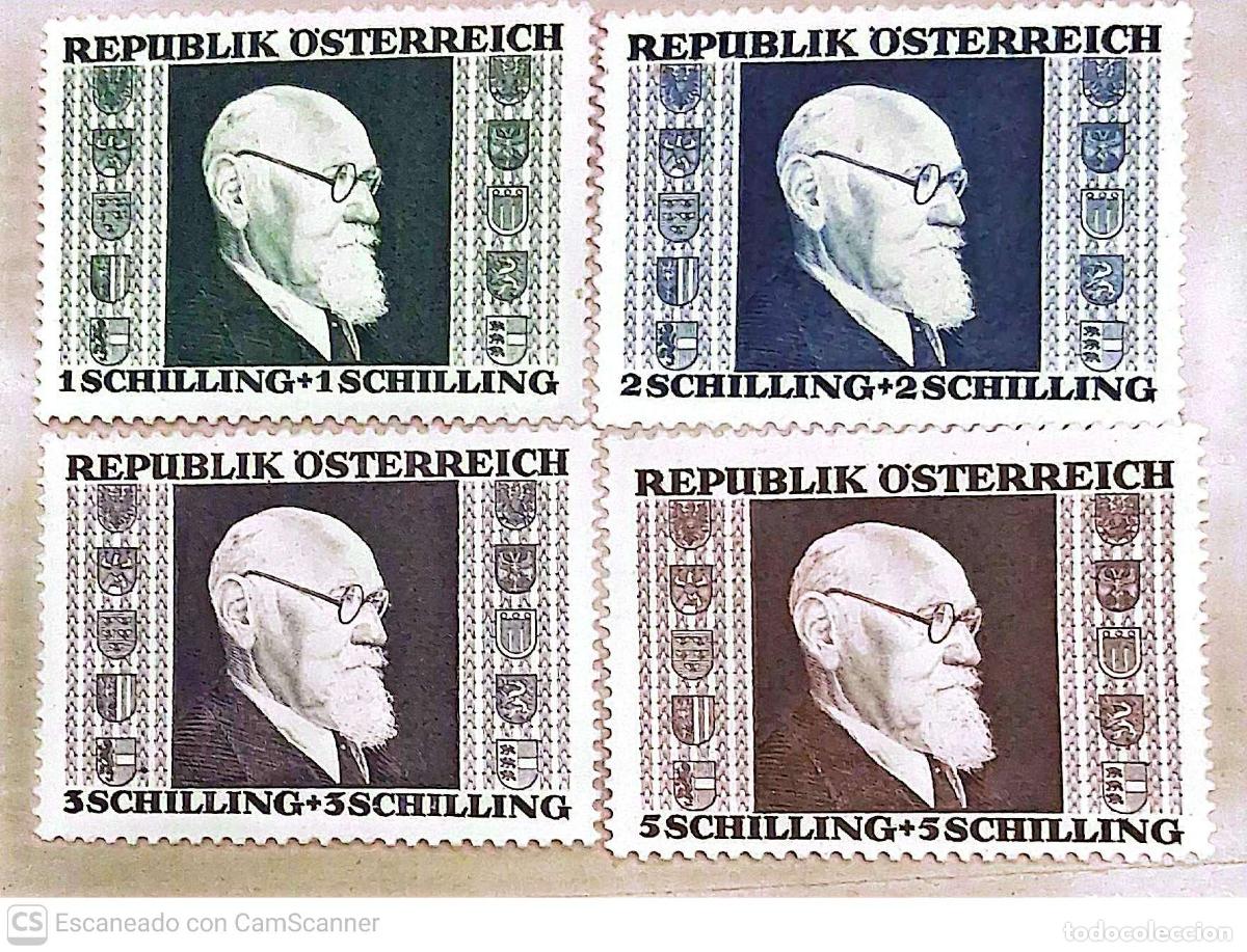 Sellos: Austria. 634/37 Presidente Karl Renner. 1946. Sellos nuevos y numeraci&oacute;n Yvert
