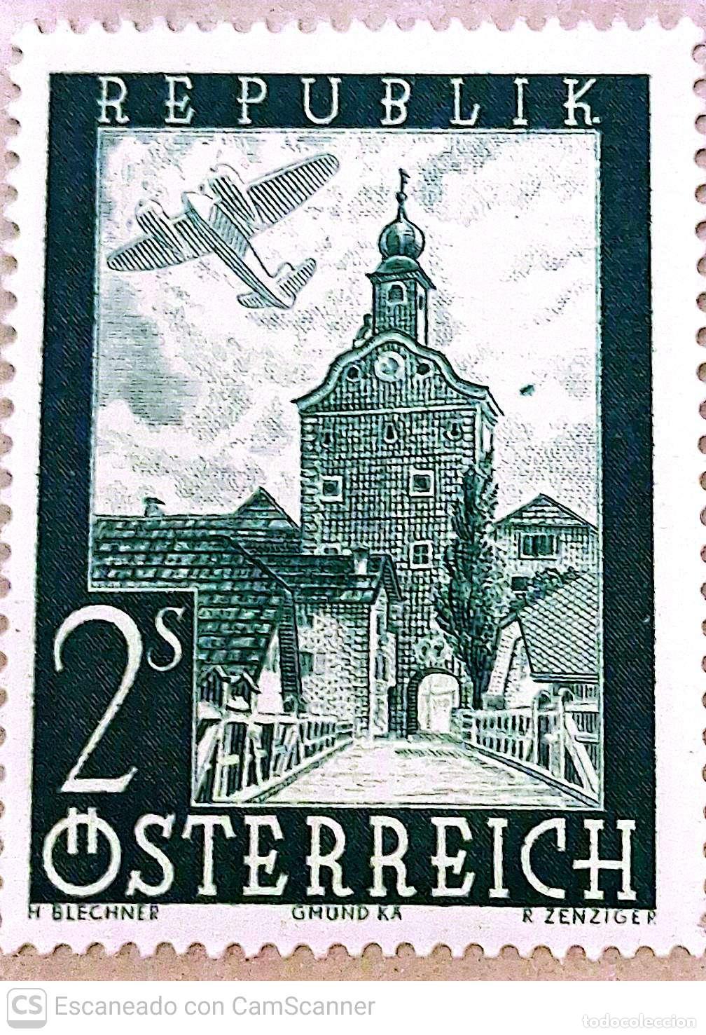 Sellos: Austria. A 49 Vistas: Torre en Gm&uuml;nd. 1947. Sellos nuevos y numeraci&oacute;n Yvert