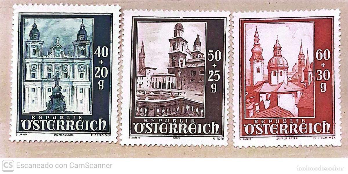 Sellos: Austria. 757/59 Emitidos en beneficio de los Fondos para la reconstrucci&oacute;n de la catedral de Salzbur