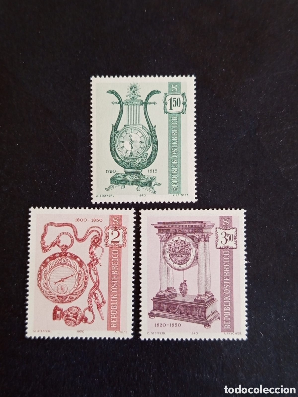 Sellos: AUSTRIA, 1970. Relojes antiguos. Yvert 1173/5. Ver fotos. Pedido m&iacute;nimo 3 &euro;. Serie completa en nuevo