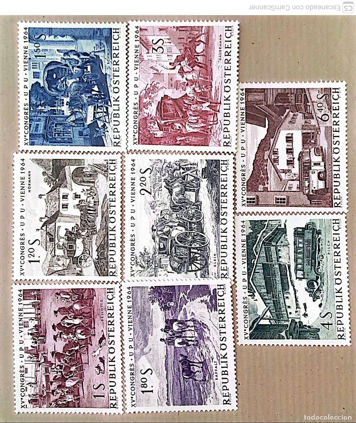 Sellos: Austria. 993/1000 Congreso Uni&oacute;n Postal Universal: Caballos, carruajes, autom&oacute;viles. 1964. Sellos nu