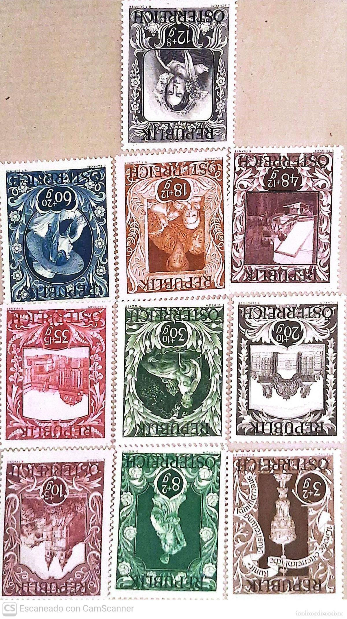 Sellos: Austria. 675/84 Exposici&oacute;n de arte en la Casa de los Artistas de Viena: Corvinus, Donner, Kriehuber