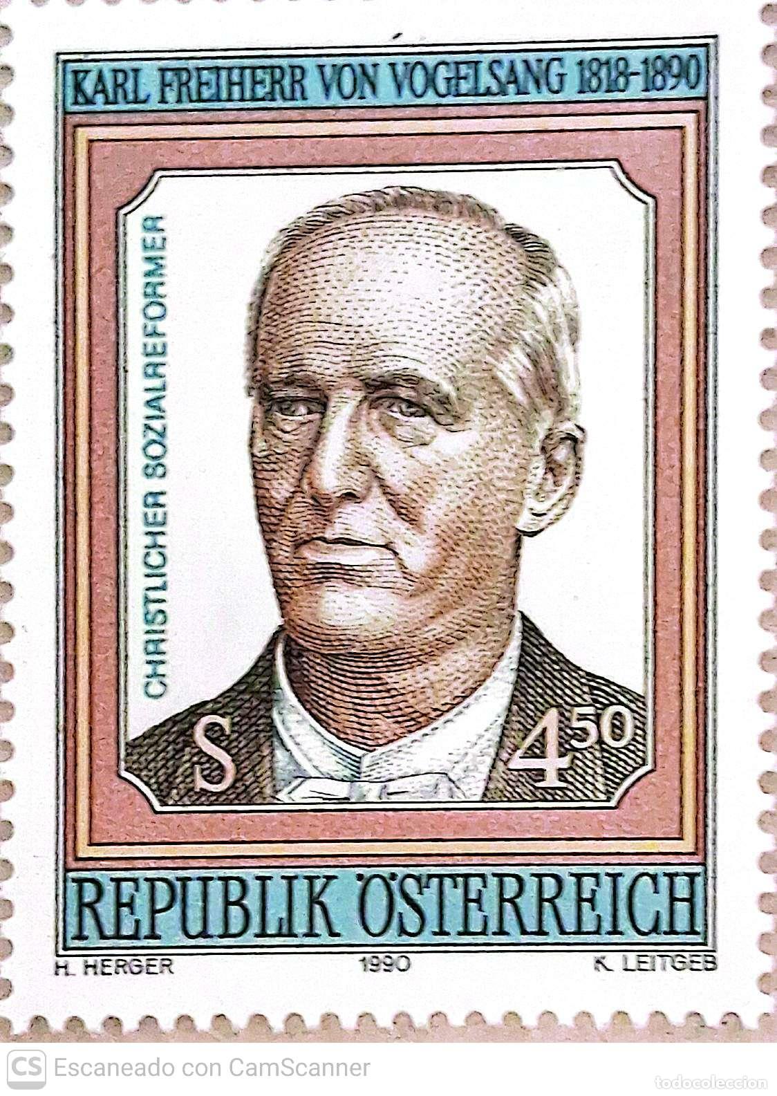 Sellos: Austria. 1837 Karl Freiherr, Reformador creyente. 10990. Sellos nuevos y numeraci&oacute;n Yvert