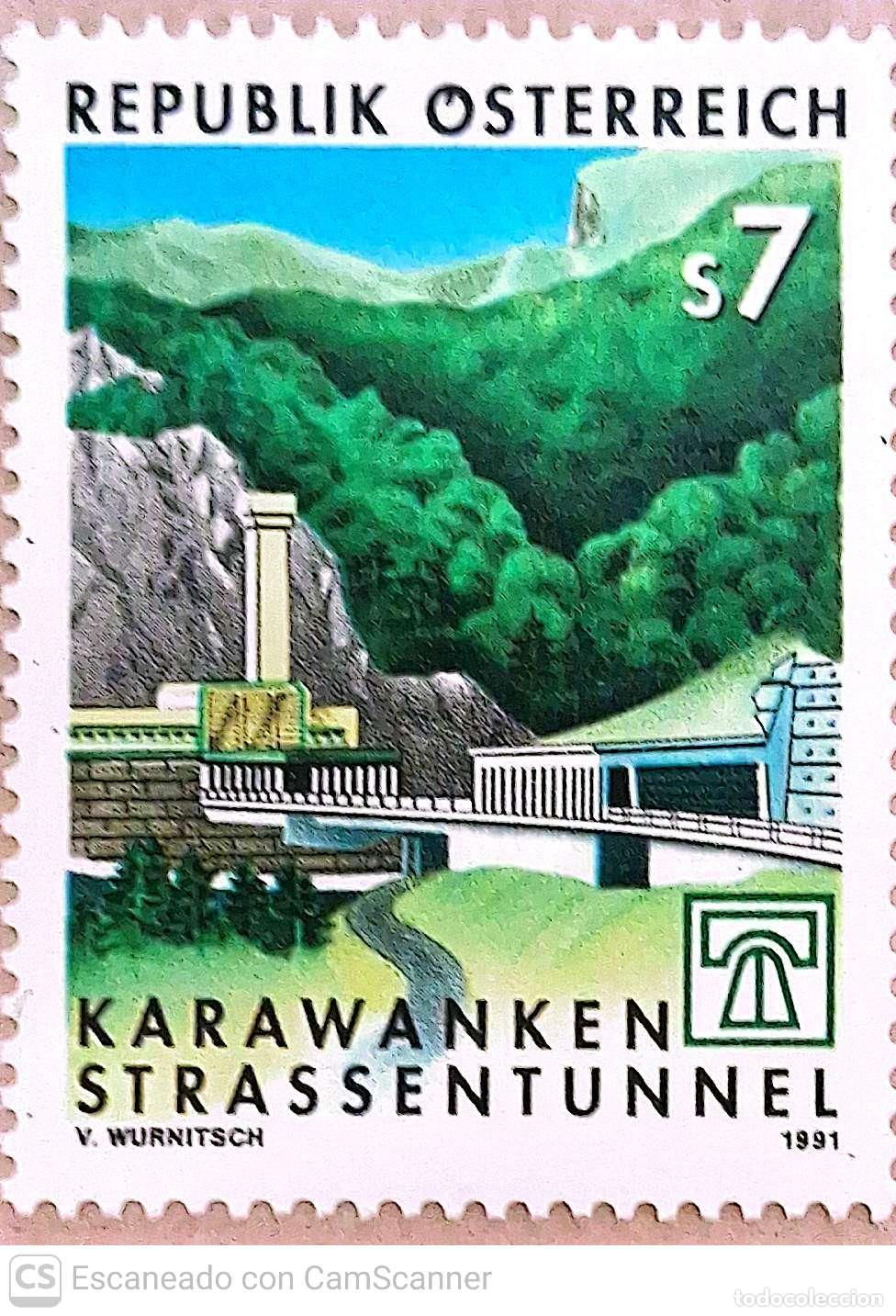 Sellos: Austria. 1862 Apertura del t&uacute;nel de los karawanken. 1991. Sellos nuevos y numeraci&oacute;n Yvert