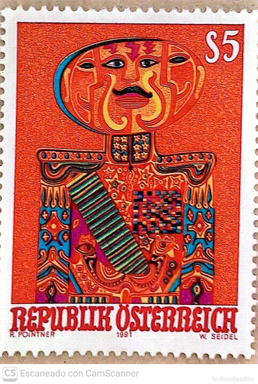Sellos: Austria. 1873 Arte moderno en Austria (XVII): El General obra de Rudolf Pointner. 1991. Sellos nuevo